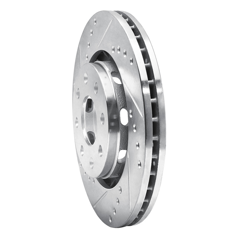 Chevrolet AVEO Brake Rotor (1) - Front Left - R1 Concepts - Drilled & Slotted - Silver - `04-`17